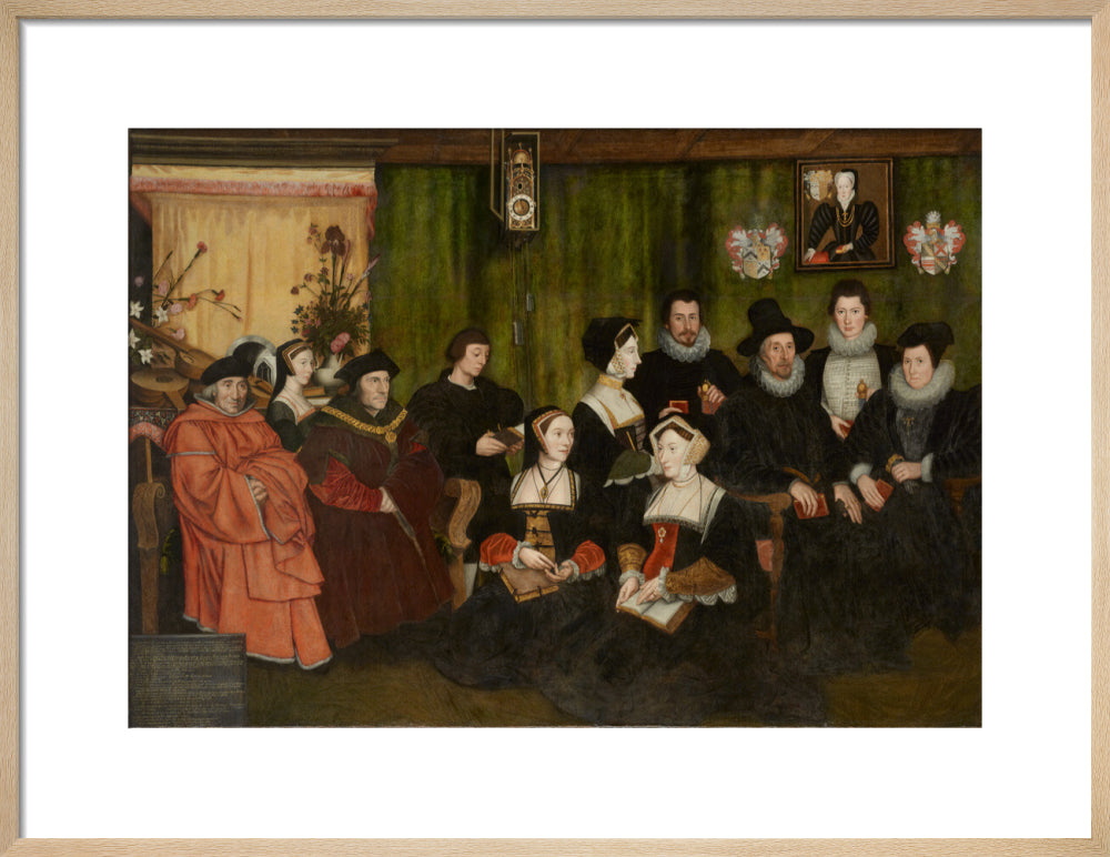 Sir thomas more, his father, his household and his descendants portrait print (art print, medium, natural frame)