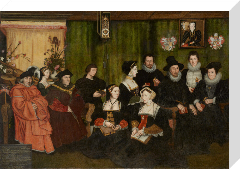 Sir thomas more, his father, his household and his descendants portrait print (stretched canvas, medium, no frame)