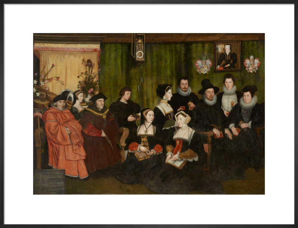 Sir thomas more, his father, his household and his descendants portrait print (art print, large, black frame)