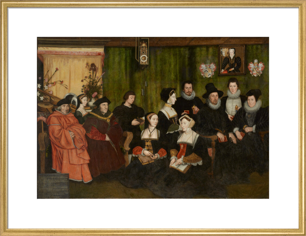 Sir thomas more, his father, his household and his descendants portrait print (art print, large, gold frame)