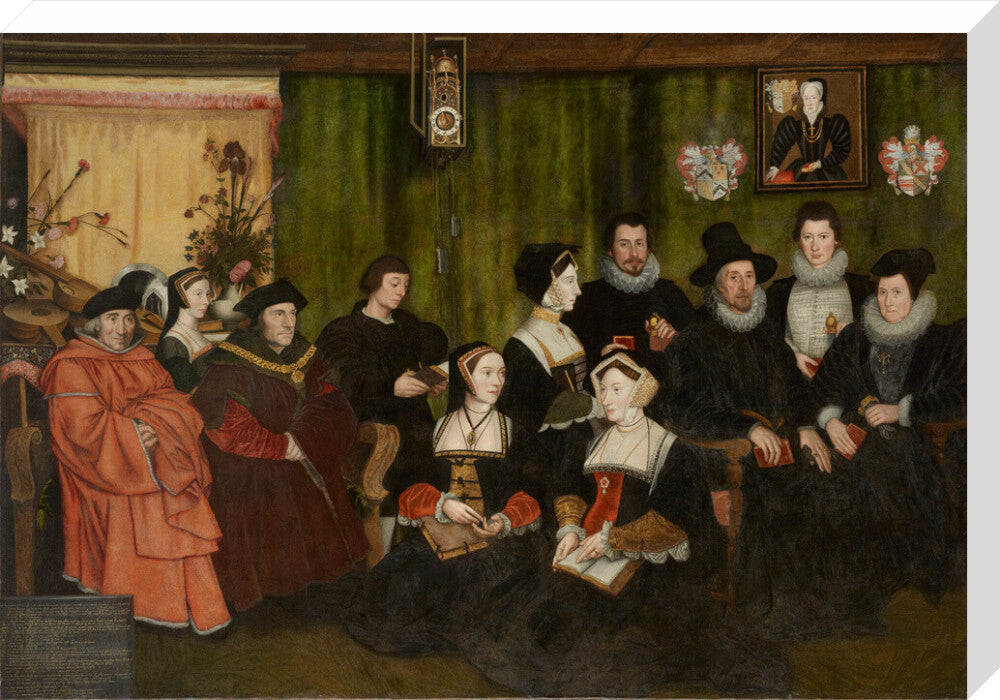 Sir thomas more, his father, his household and his descendants portrait print (stretched canvas, large, no frame)