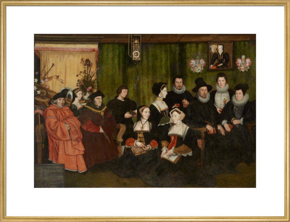 Sir thomas more, his father, his household and his descendants portrait print (art print, extra large, gold frame)