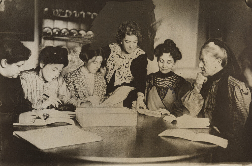Suffragette committee meeting portrait print