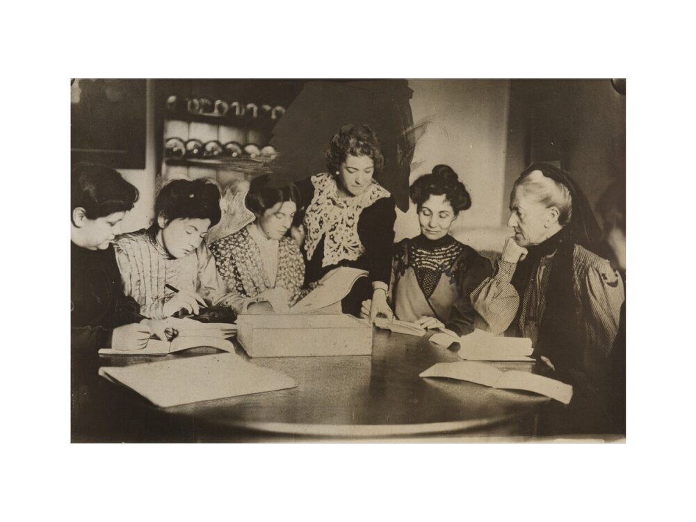 Suffragette committee meeting portrait print (art print, medium, no frame)