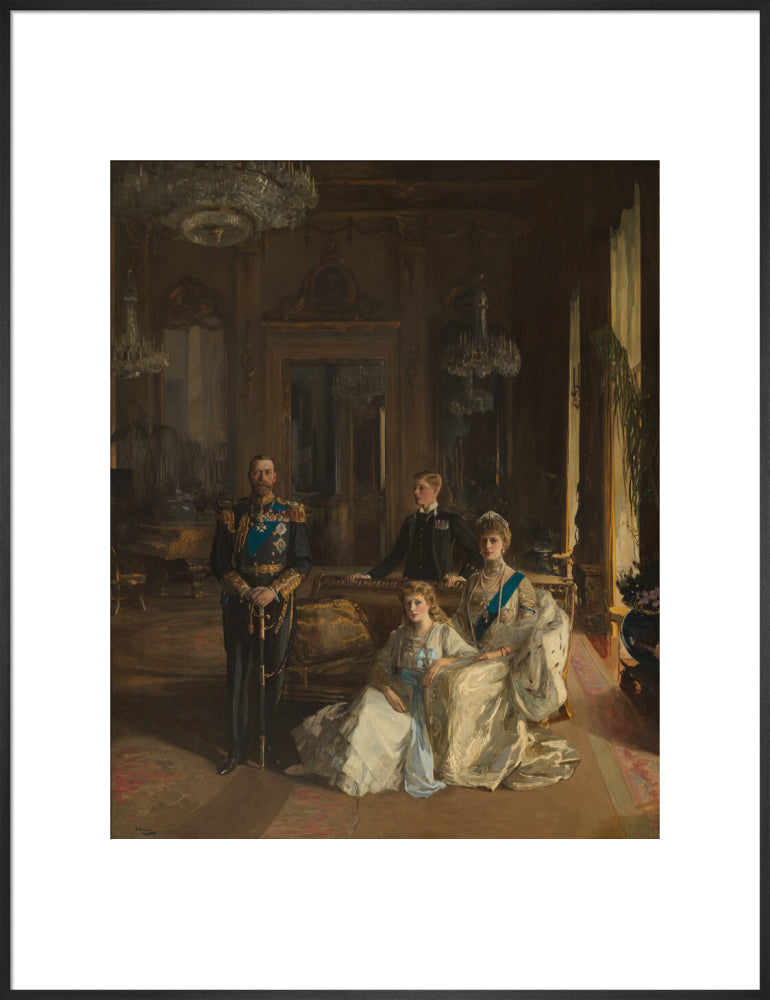 The royal family at buckingham palace, 1913 portrait print (art print, extra large, black frame)