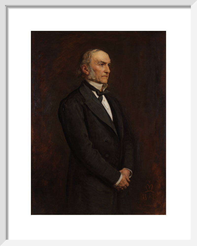 William ewart gladstone portrait print (art print, small, white frame)