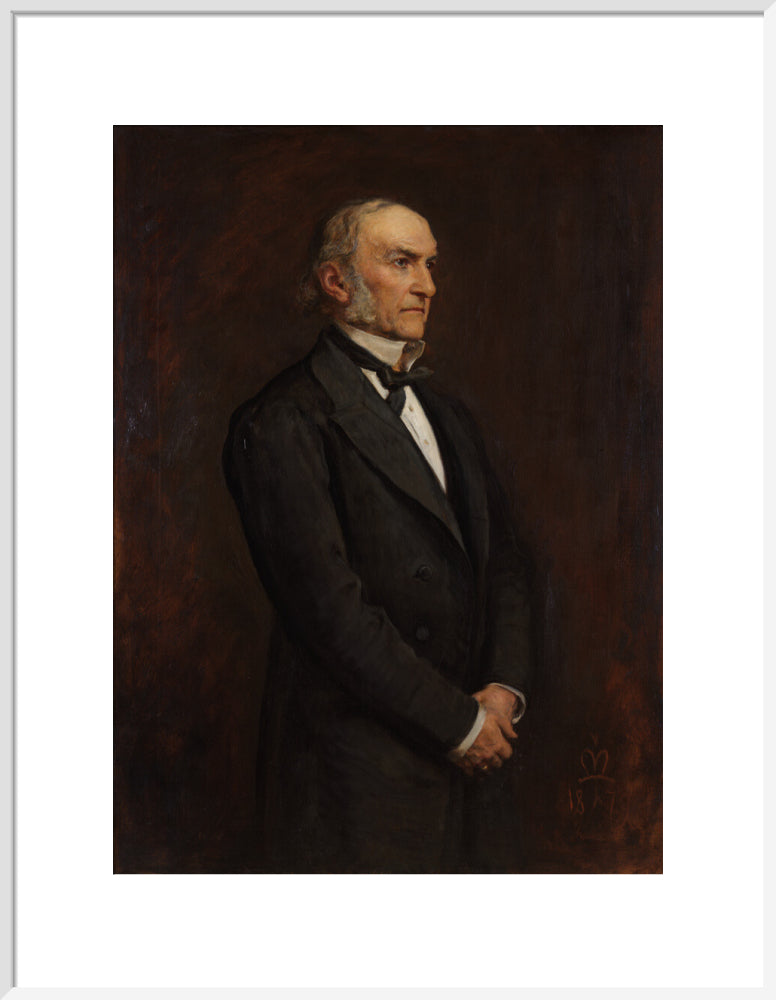 William ewart gladstone portrait print (art print, large, white frame)