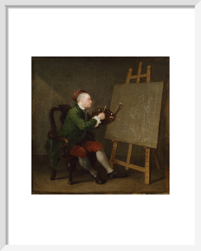 William hogarth portrait print (art print, small, white frame)
