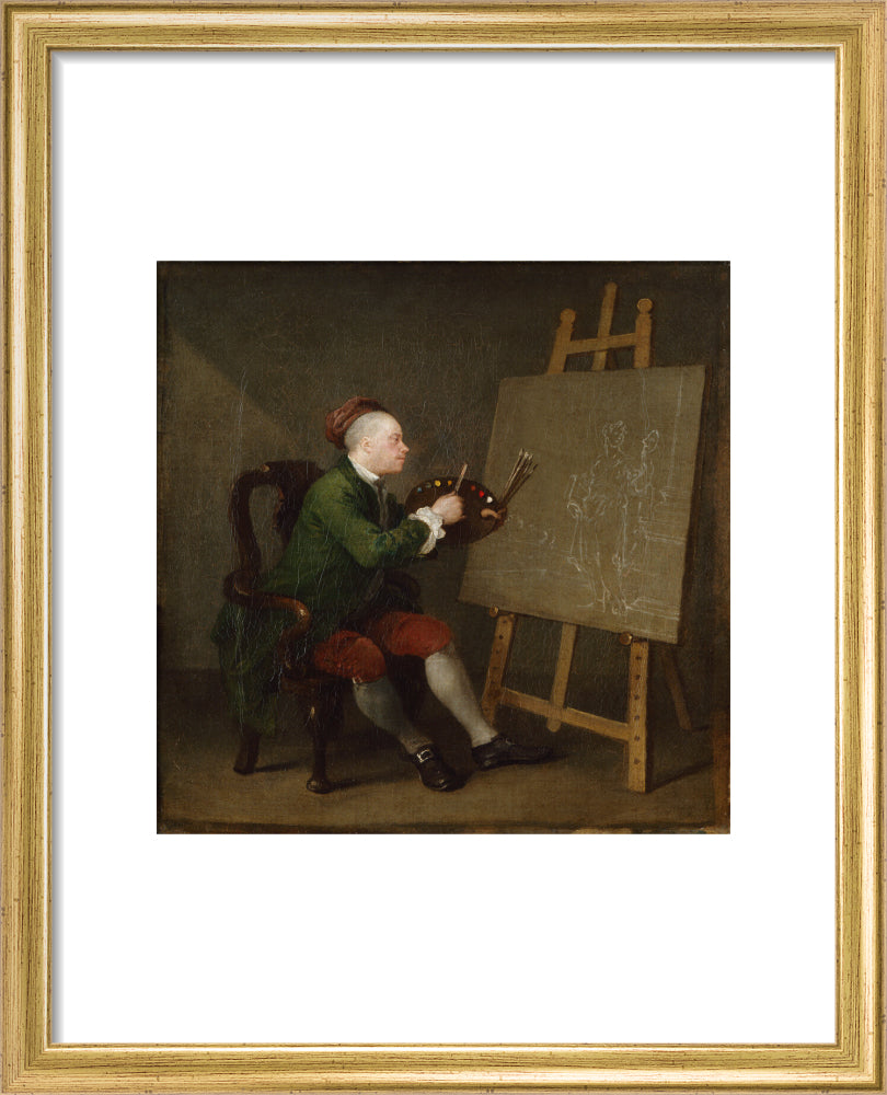 William hogarth portrait print (art print, small, gold frame)