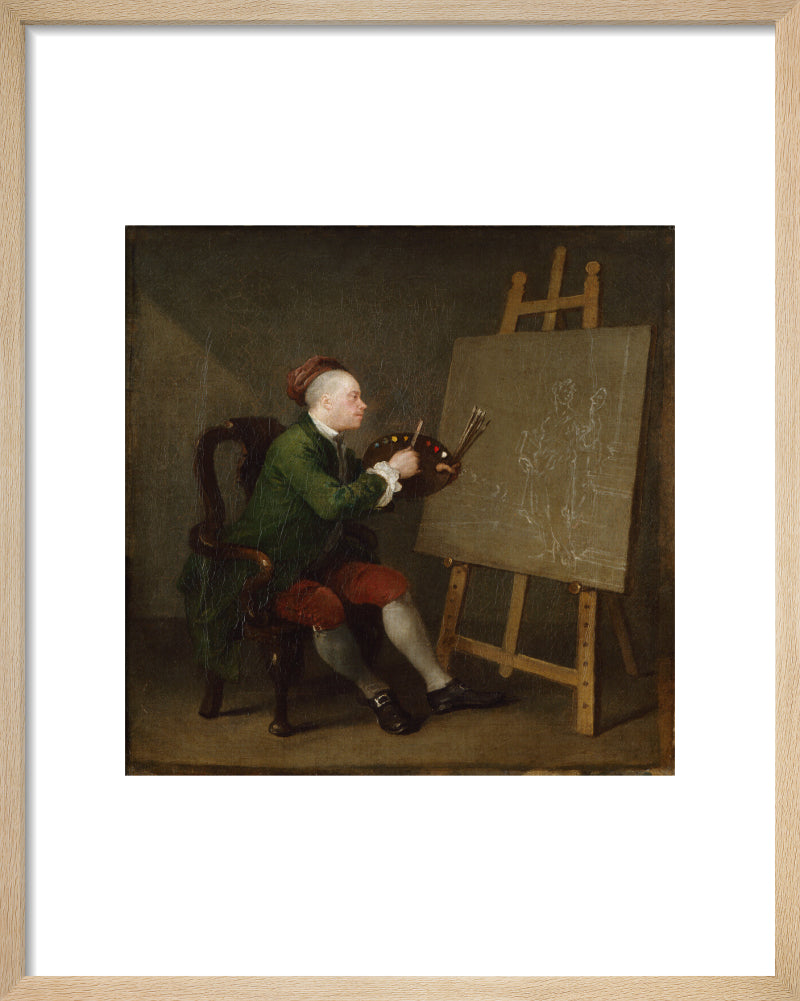 William hogarth portrait print (art print, small, natural frame)