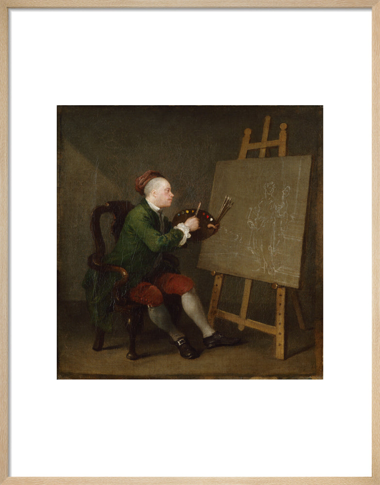 William hogarth portrait print (art print, medium, natural frame)