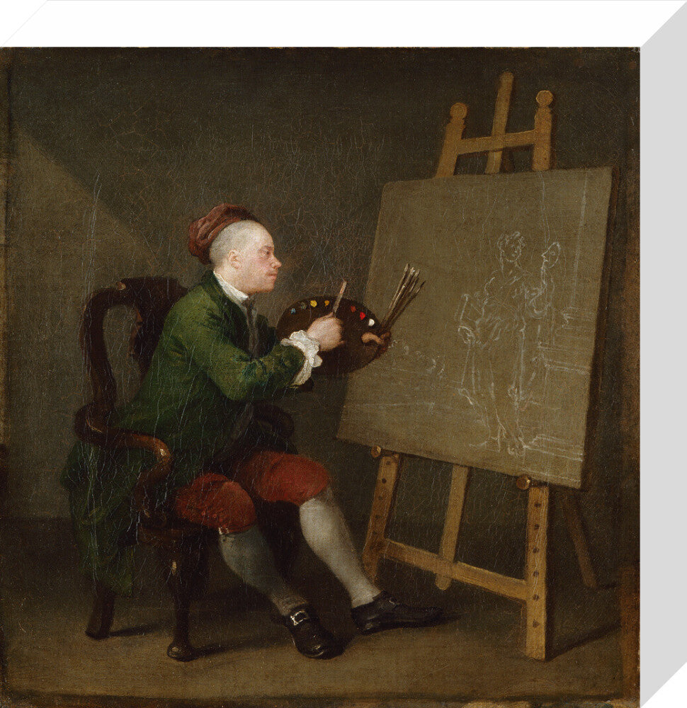 William hogarth portrait print (stretched canvas, small, no frame)