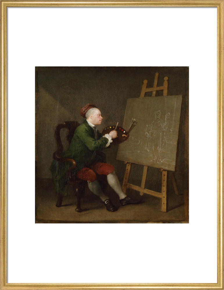 William hogarth portrait print (art print, large, gold frame)