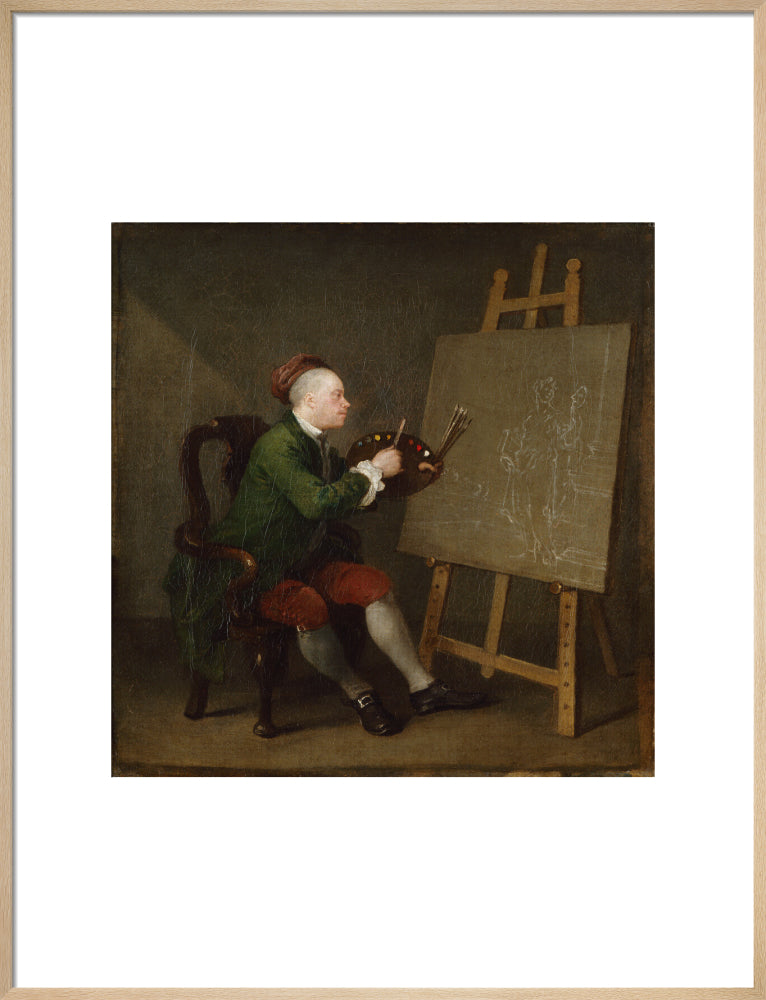 William hogarth portrait print (art print, large, natural frame)