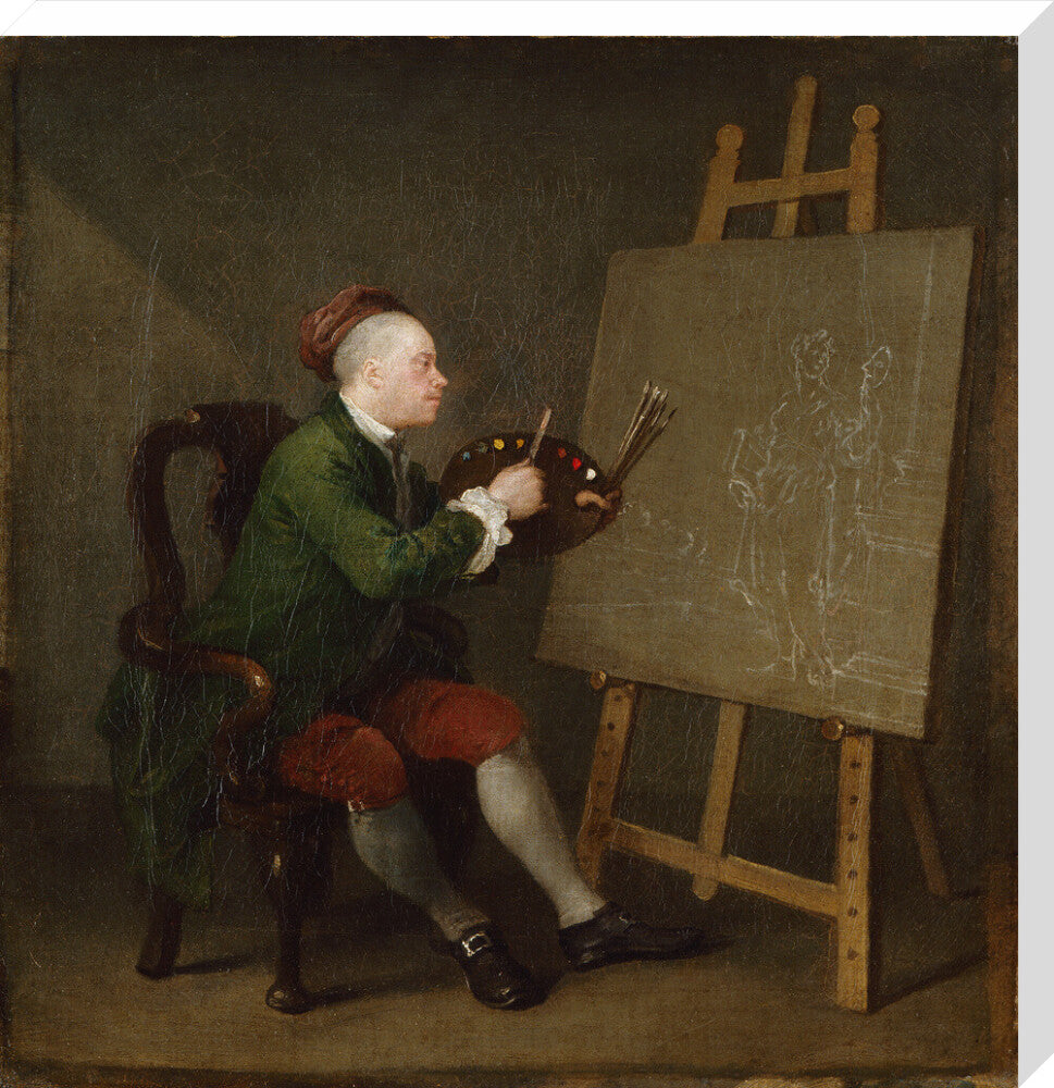 William hogarth portrait print (stretched canvas, large, no frame)