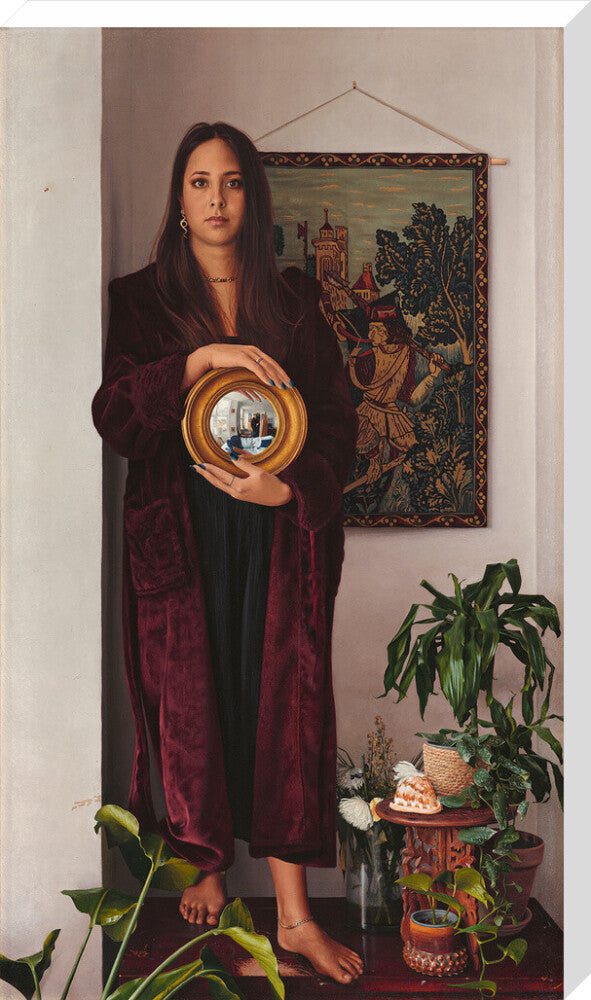 Double portrait with mirror (stretched canvas, extra large, no frame)