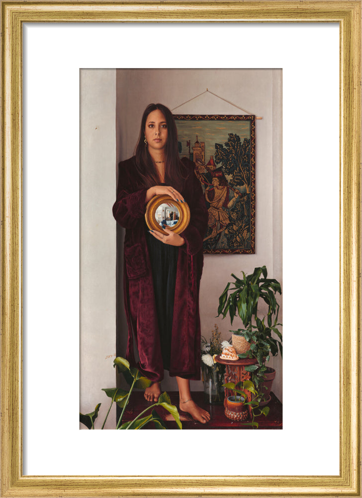 Double portrait with mirror (art print, small, gold frame)
