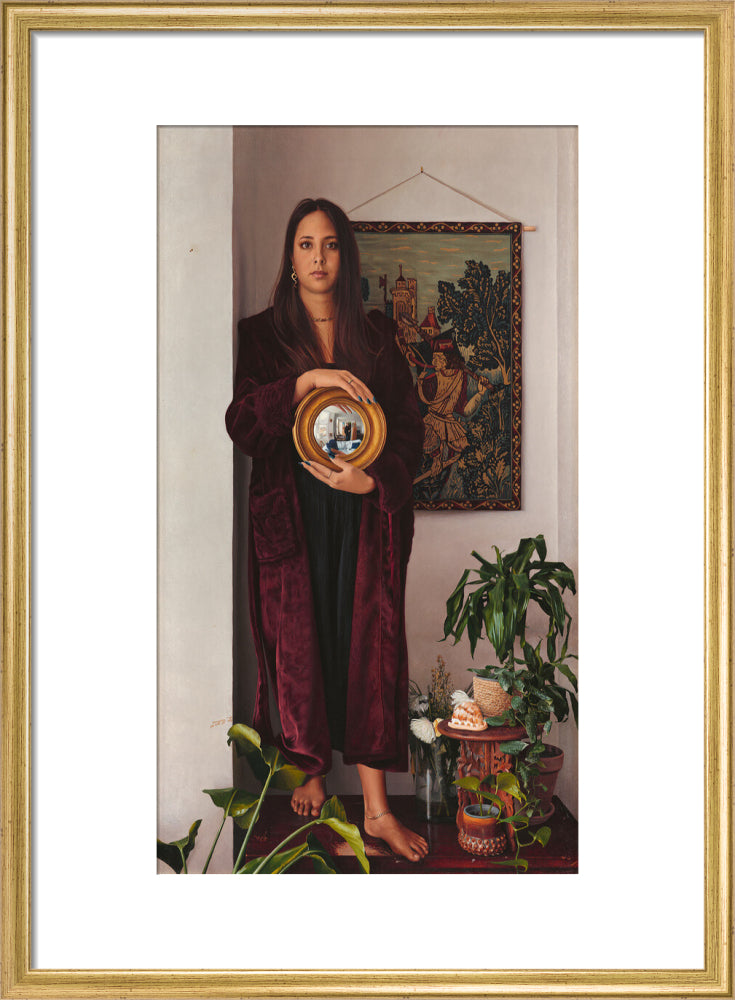 Double portrait with mirror (art print, medium, gold frame)