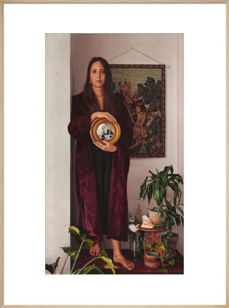 Double portrait with mirror (art print, extra large, natural frame)