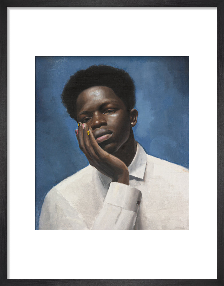 Sheikh in blue (art print, small, black frame)
