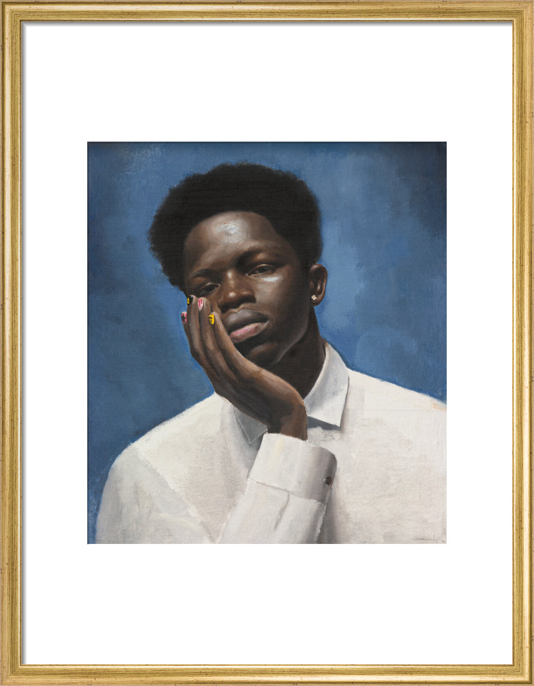 Sheikh in blue (art print, medium, gold frame)