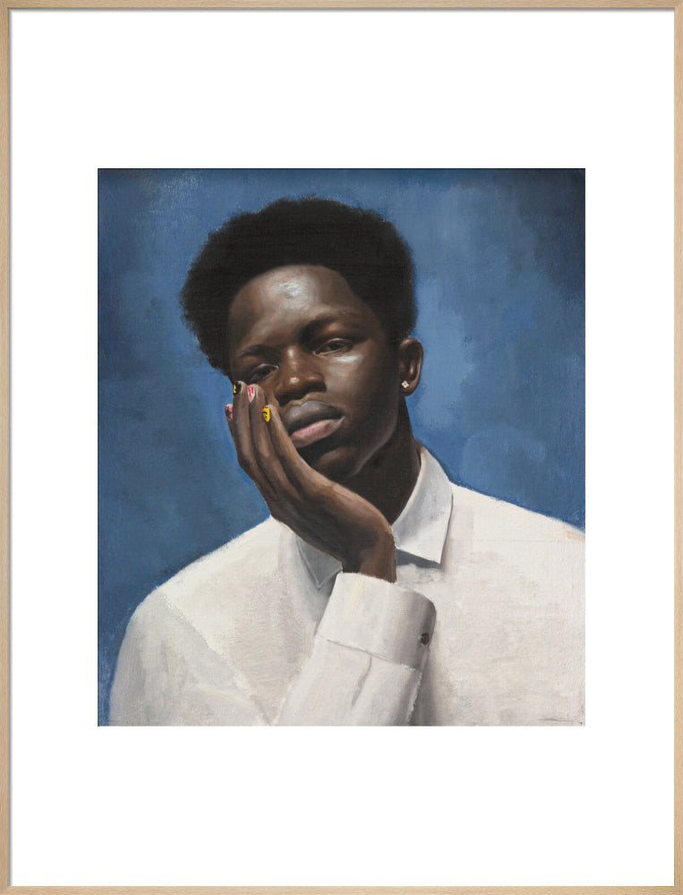 Sheikh in blue (art print, extra large, natural frame)