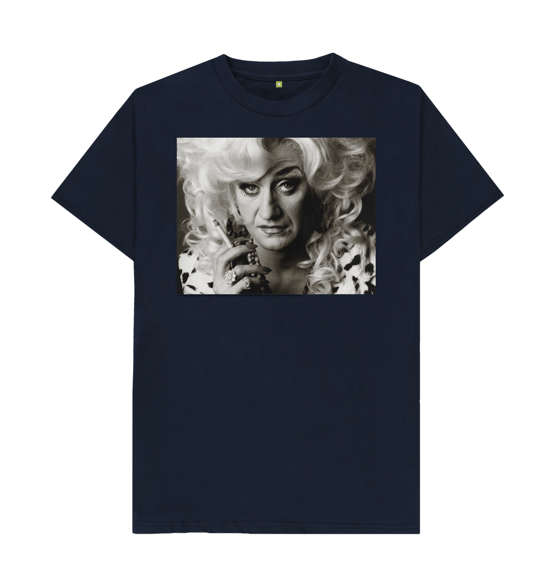 Navy blue printed t shirt front