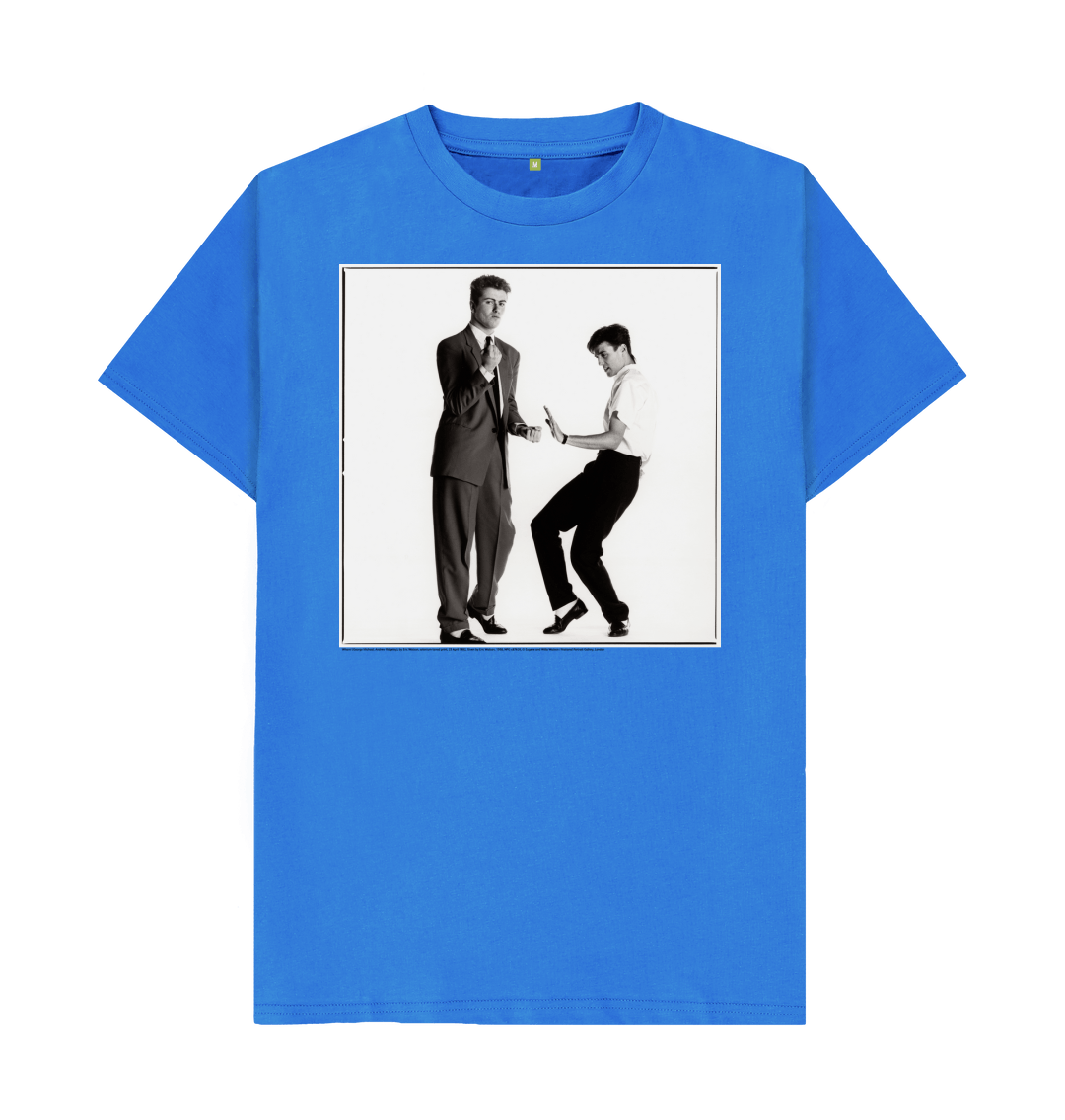 Bright blue printed t shirt front