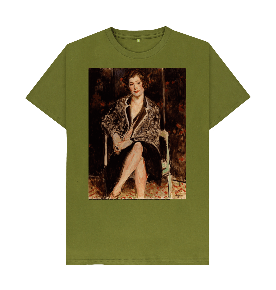 Moss green printed t shirt front