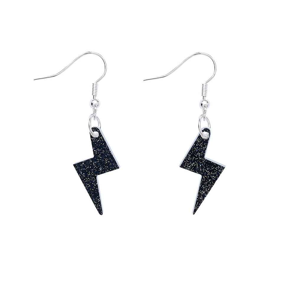Tatty devine bolt charm earrings black glitter