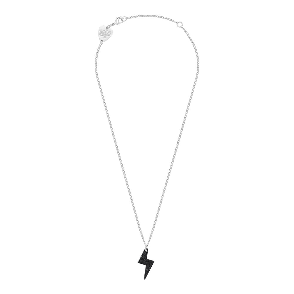 Tatty devine bolt charm pendant black glitter