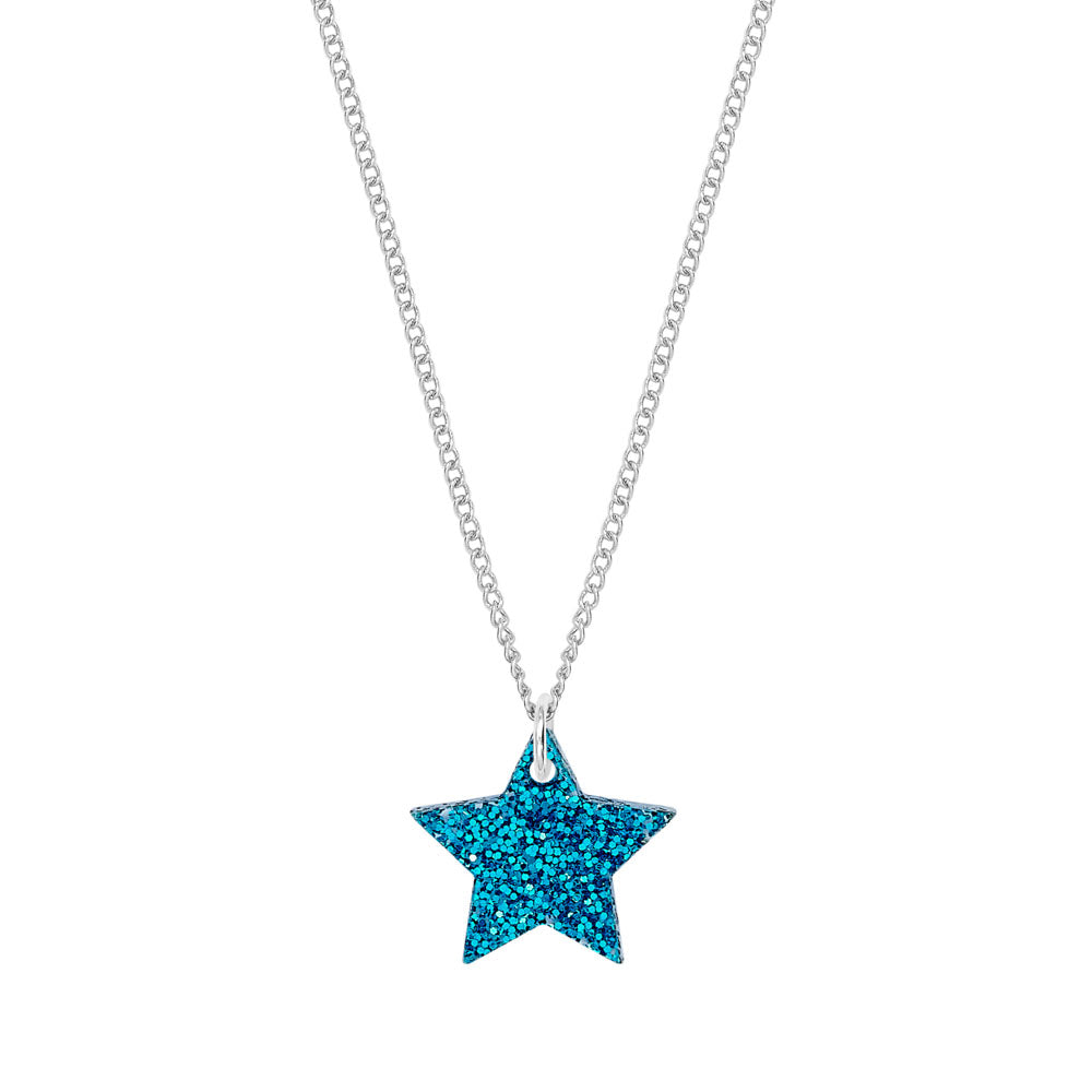 Tatty devine star charm pendant blue glitter close