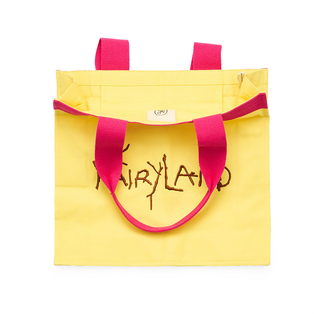 Tim walkers fairyland tote bag yellow pink front interior