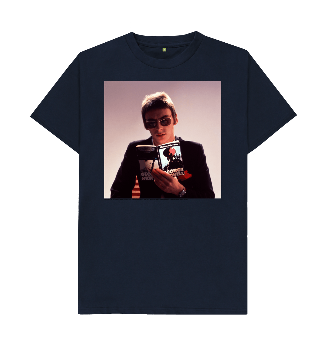 Navy blue printed t shirt front