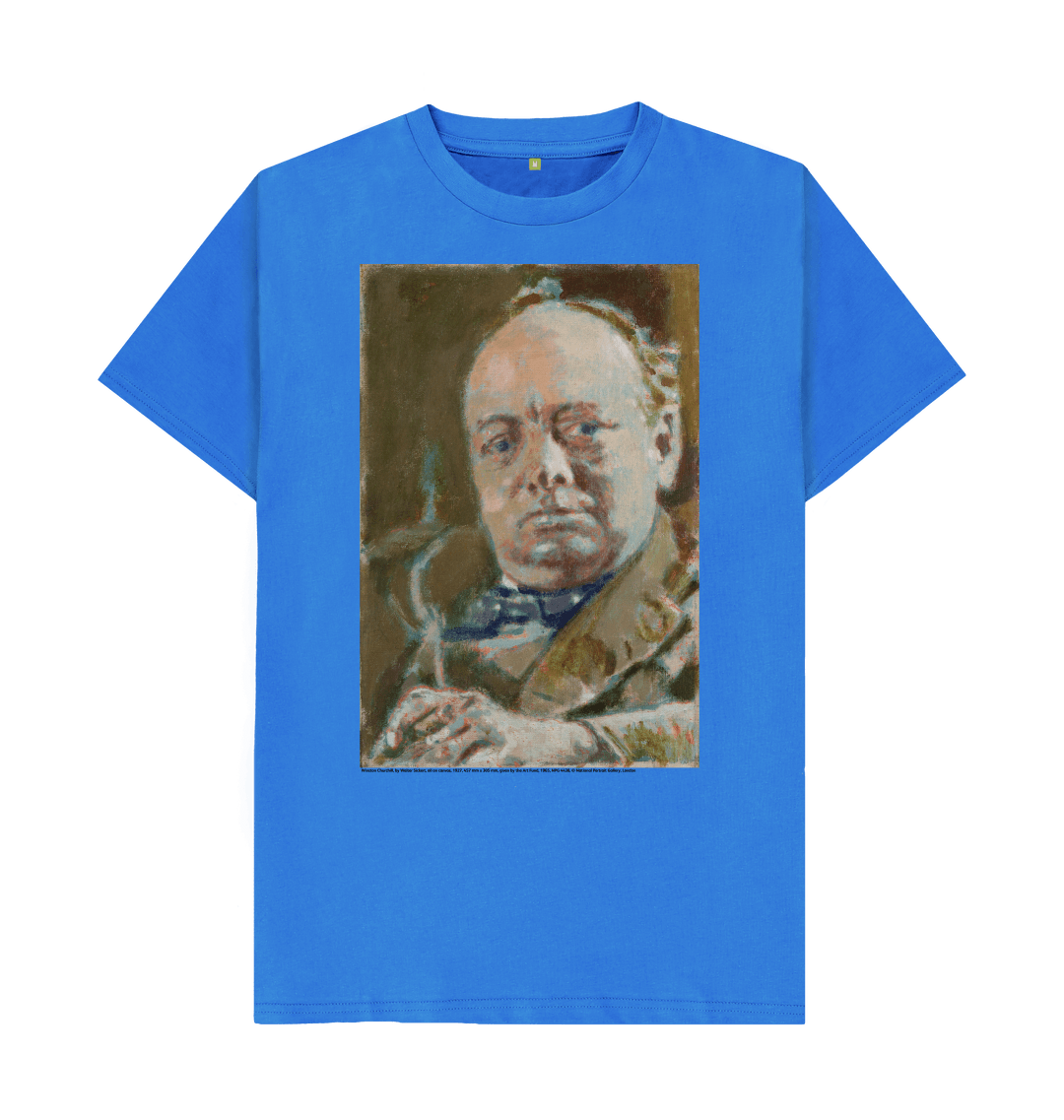 Bright blue printed t shirt front