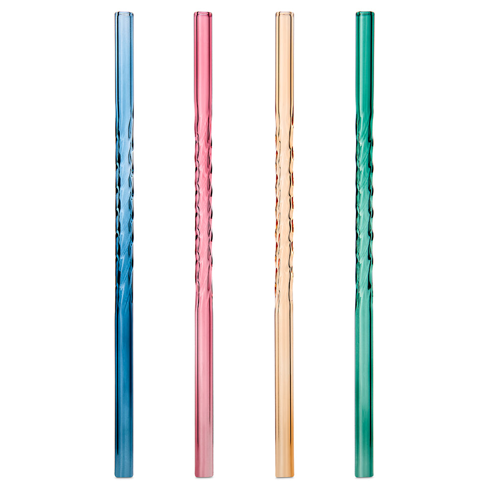 Twist glass straws set 4