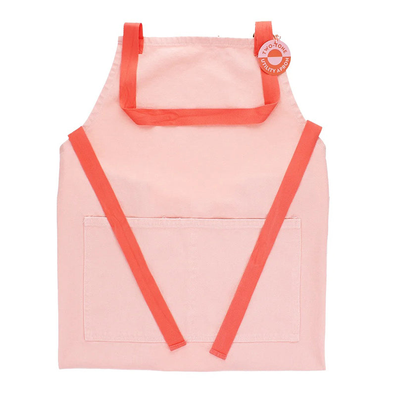 Two tone utility apron pink front 2