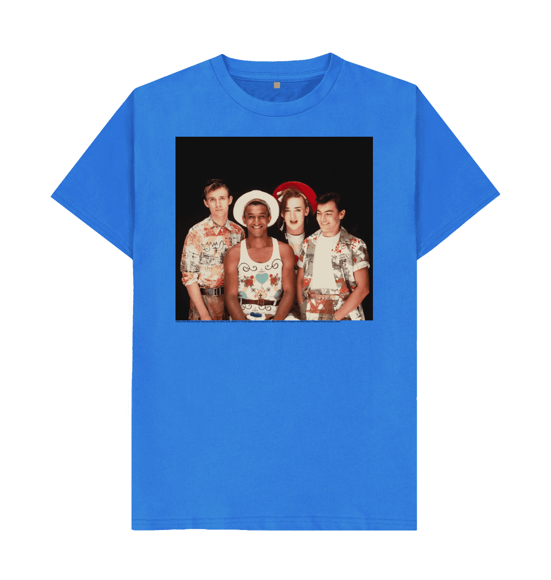 Bright blue printed t shirt front