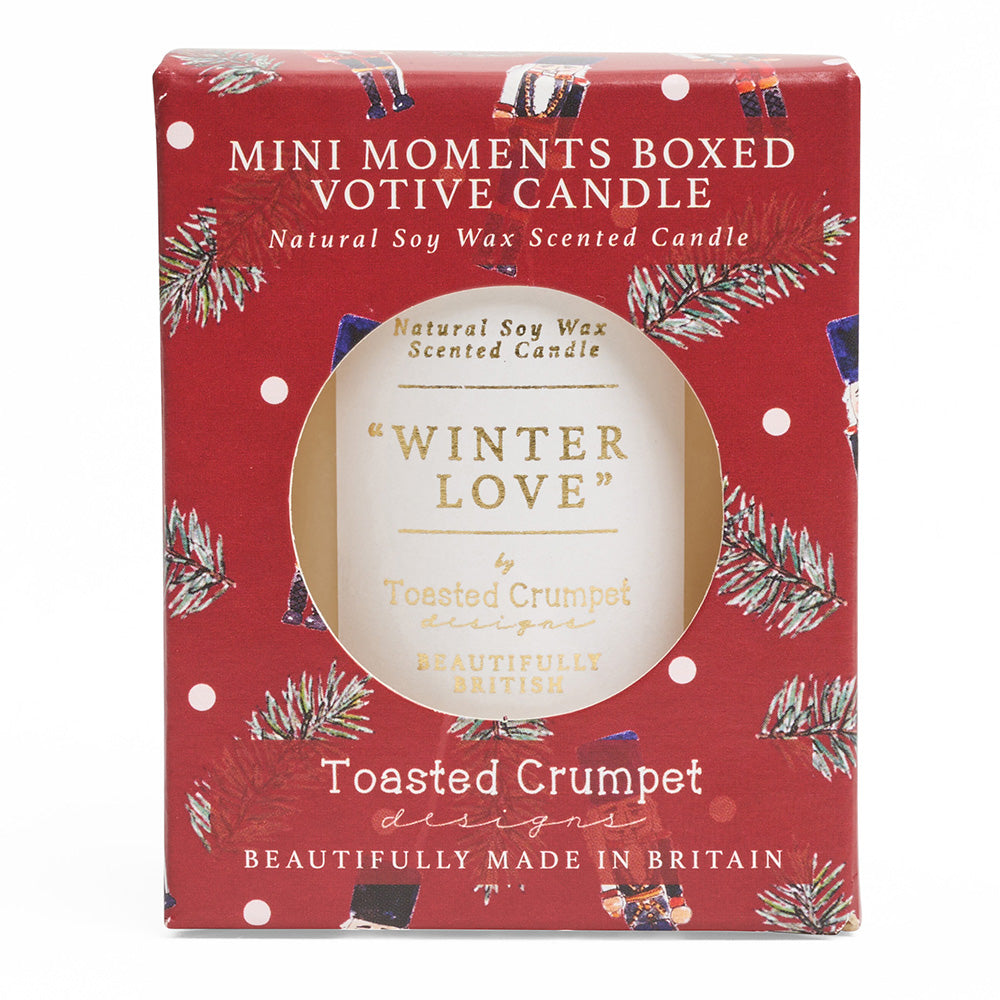 Winter love mini votive candle front