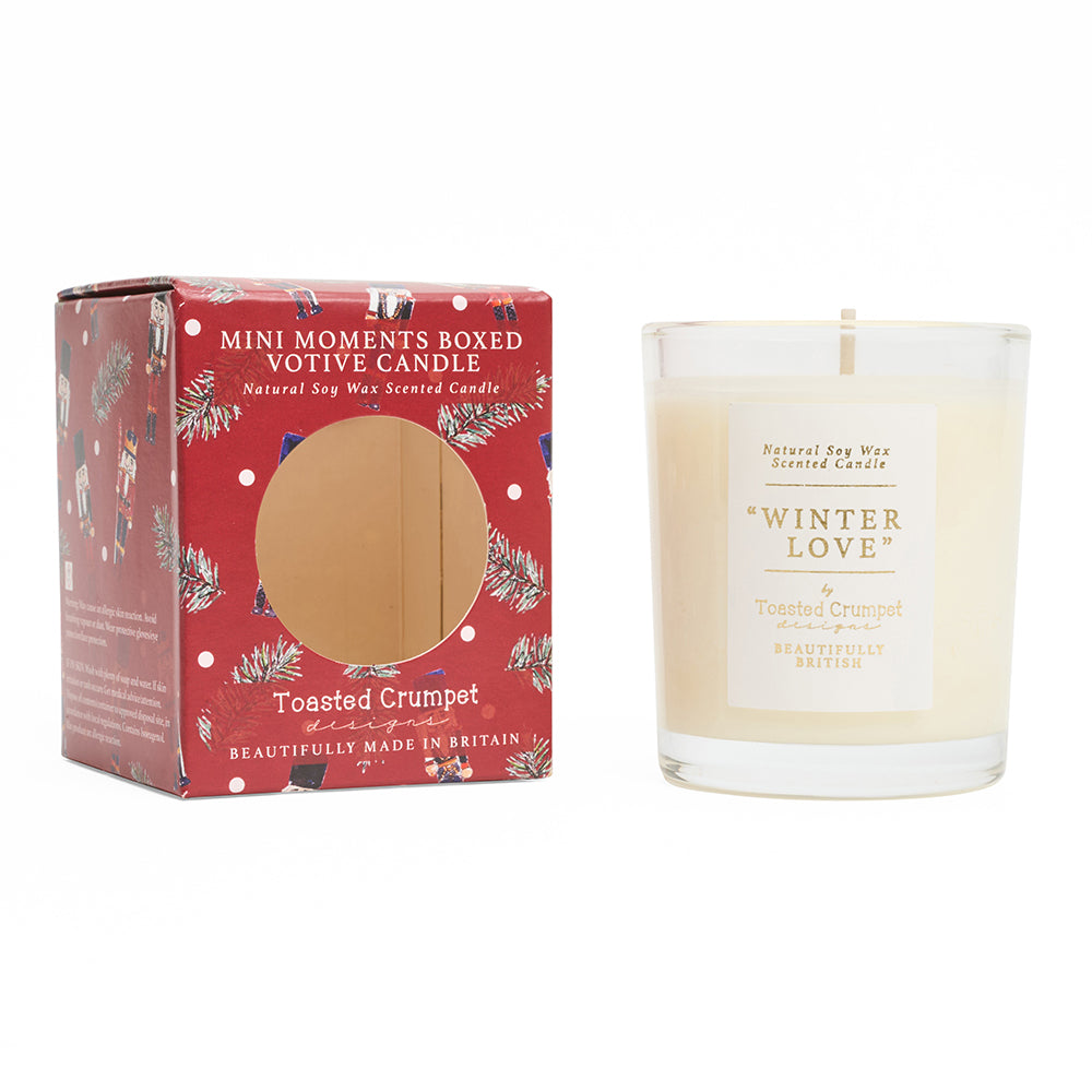 Winter love mini votive candle interior