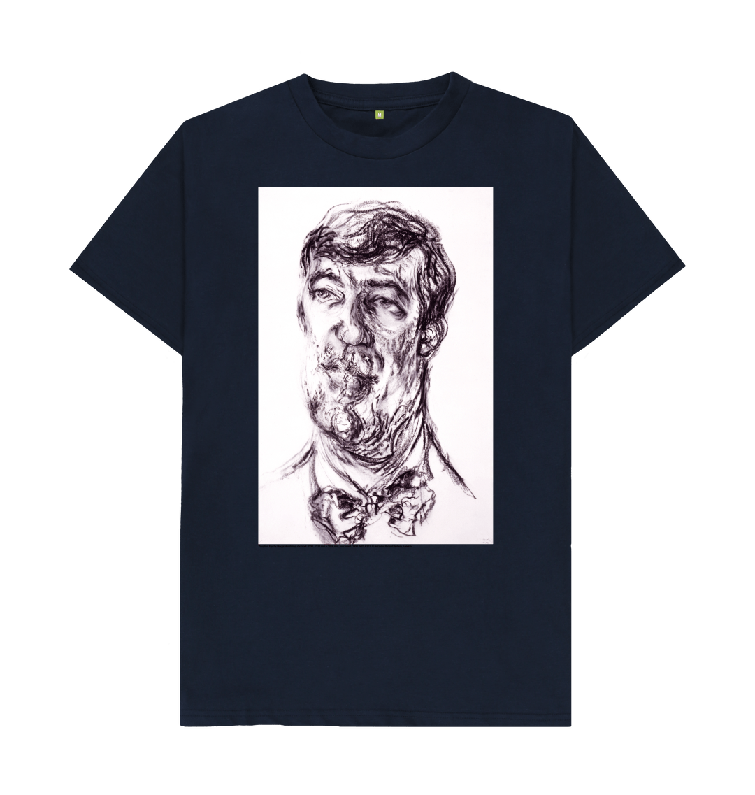 Navy blue printed t shirt front