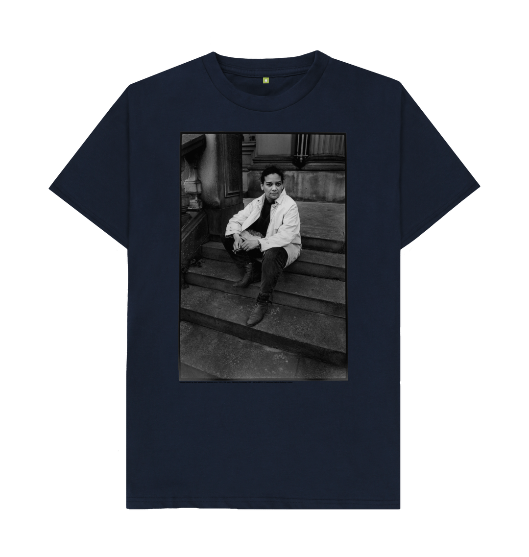 Navy blue printed t shirt front