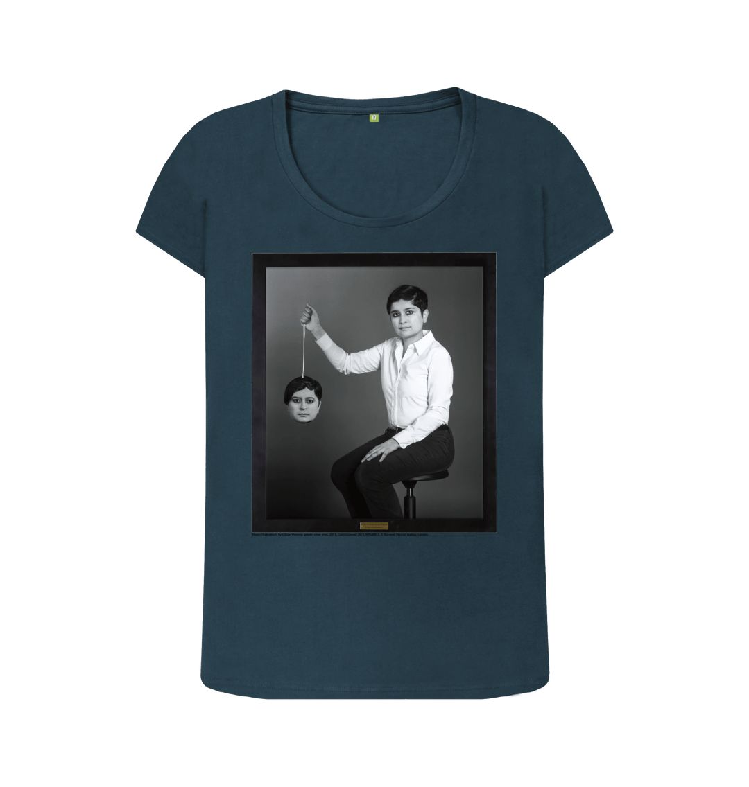 Denim blue shami chakrabarti women's scoop neck t shirt