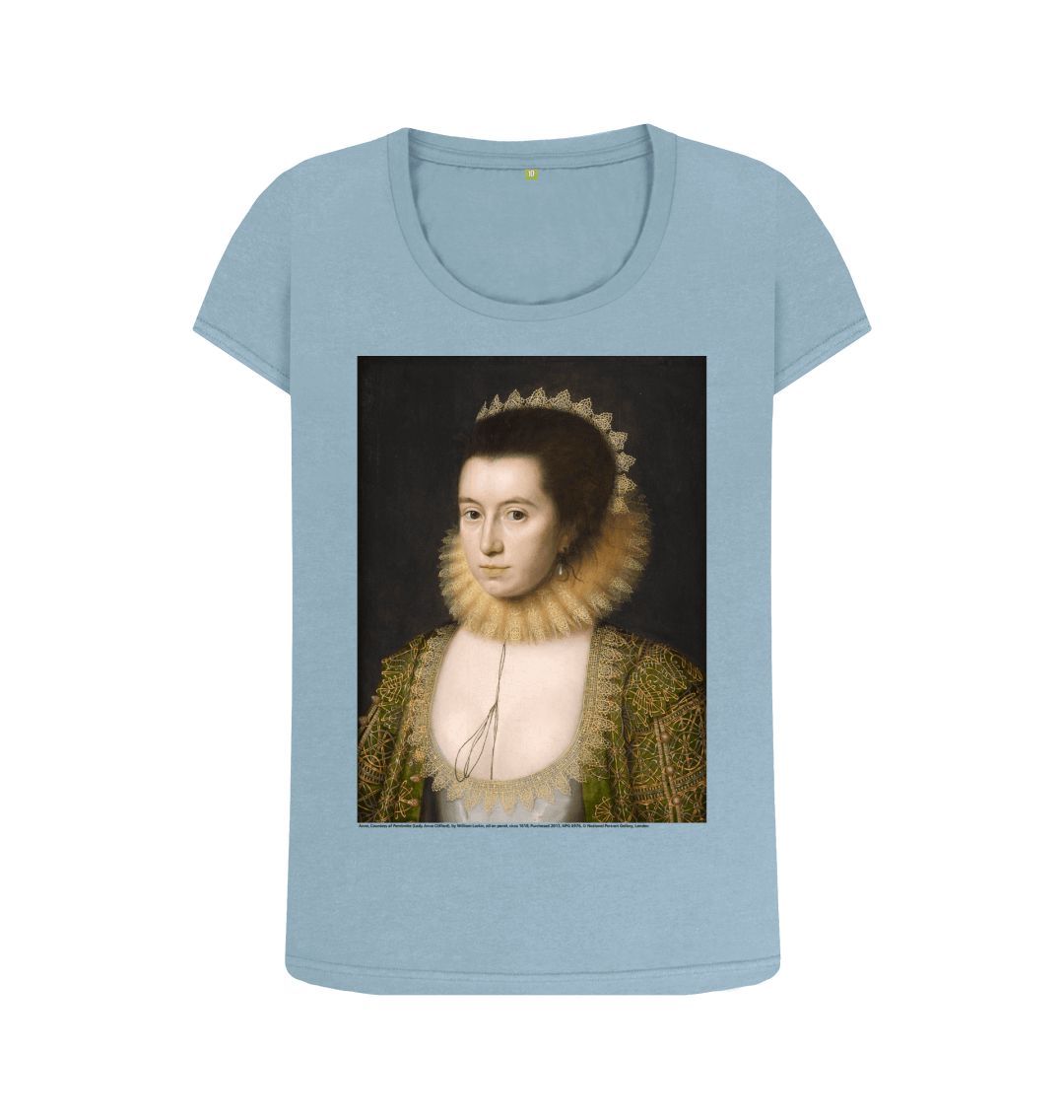 Stone blue anne, countess of pembroke women's scoop neck t shirt
