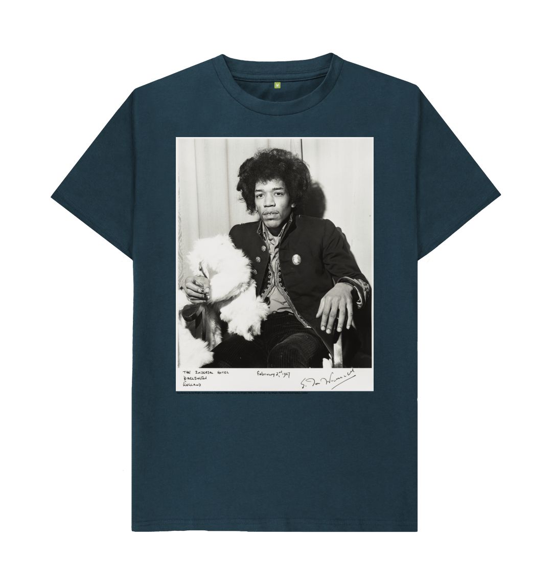 Denim blue jimi hendrix unisex crew neck t shirt