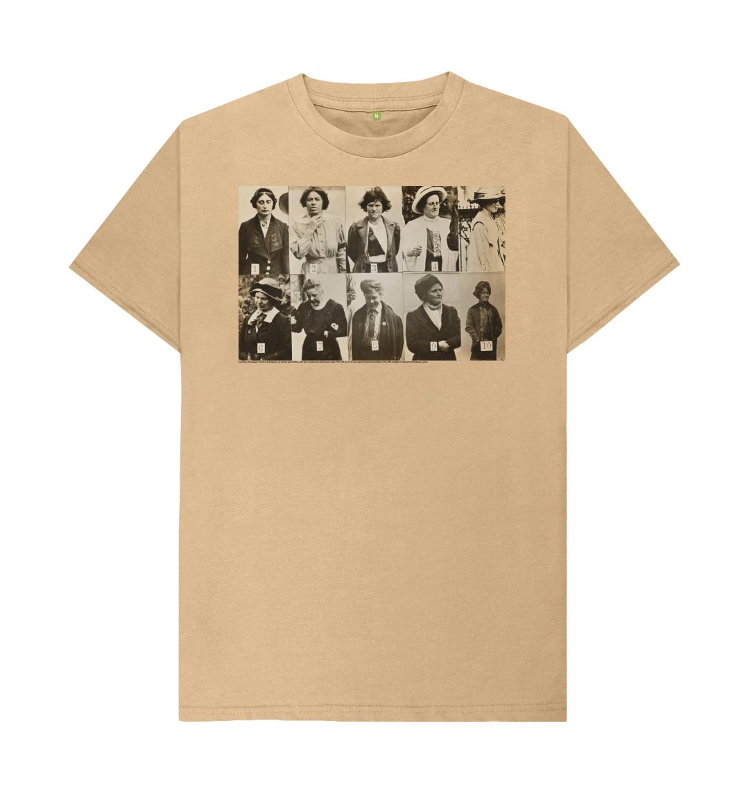 Sand 'surveillance photograph of militant suffragettes' unisex t shirt