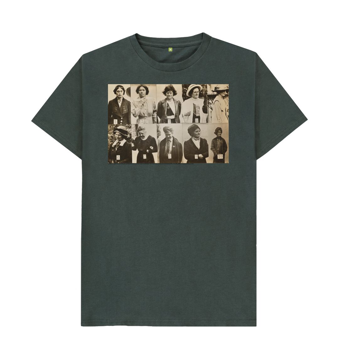 Dark grey 'surveillance photograph of militant suffragettes' unisex t shirt