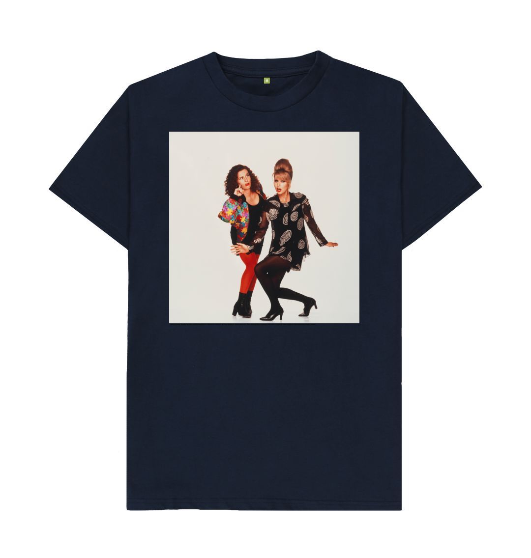 Navy blue joanna lumley; jennifer saunders as edina and patsy in 'absolutely fabulous' unisex crew neck t shirt