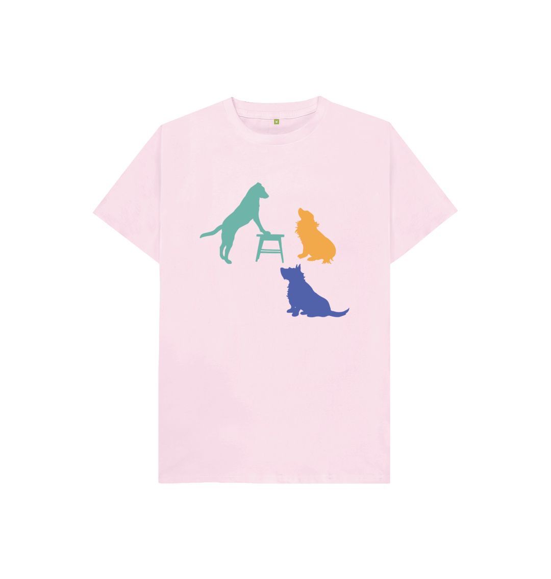 Pink hubert leslie three dogs silhouette kids t shirt