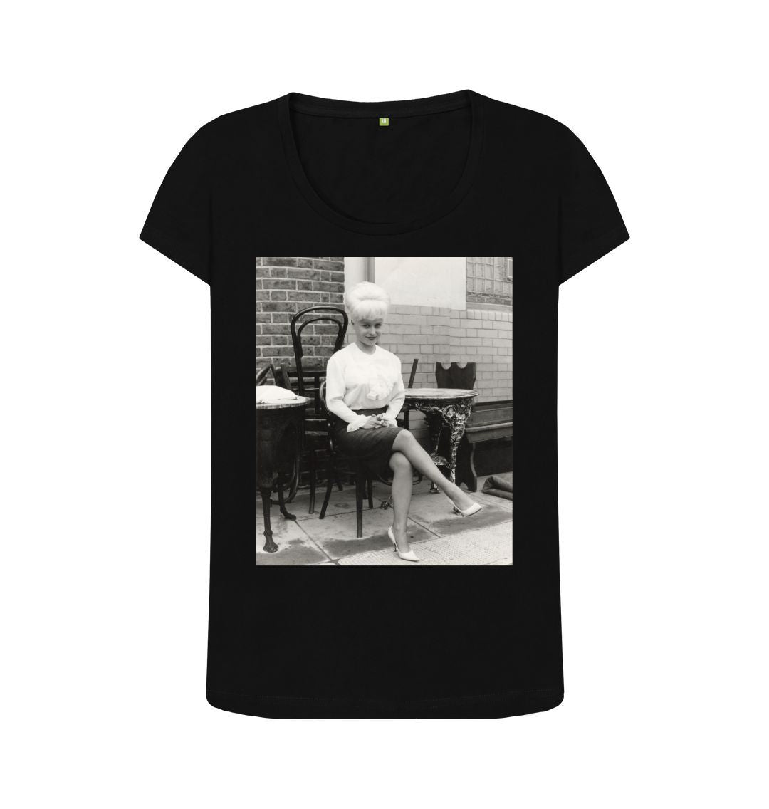 Black dame barbara windsor women's scoop neck t shirt